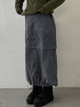 Vintage Drawstring Long Cargo Skirt